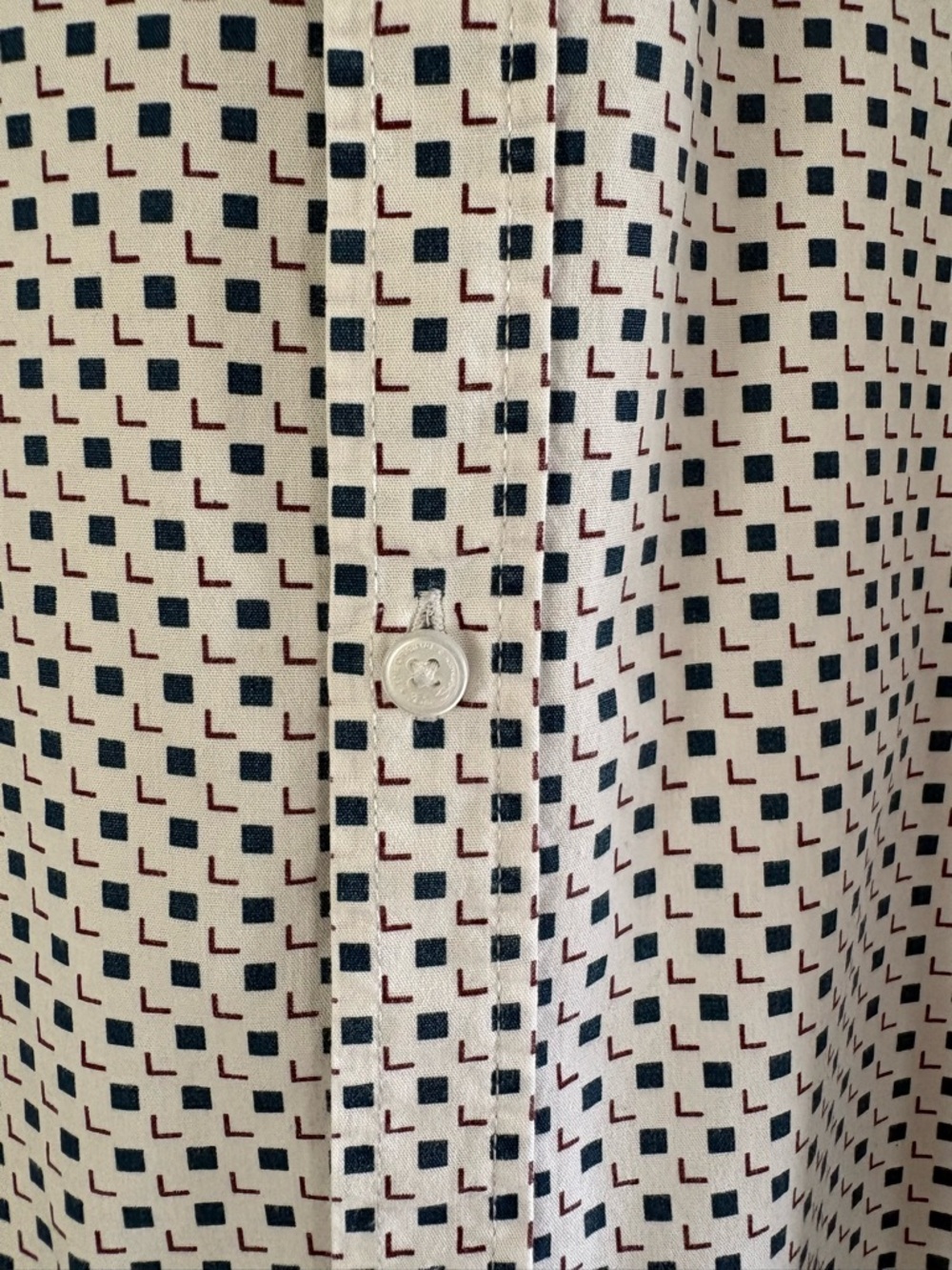 Ben Sherman White Shirt with Navy Squares and Maroon Accents Boys Size 18 - Picture 3 of 6